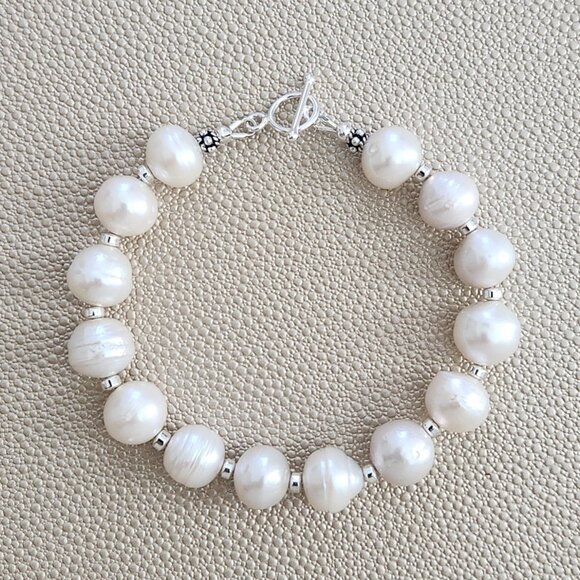 WHITE EDISON PEARL BRACELET--7.75" - Picture 1 of 1